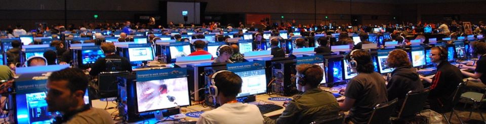 Large group of gamers at a convention